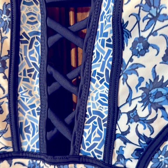 Floral Blue and White One Piece Blue Ruby Swimsuit - Picture 8 of 16